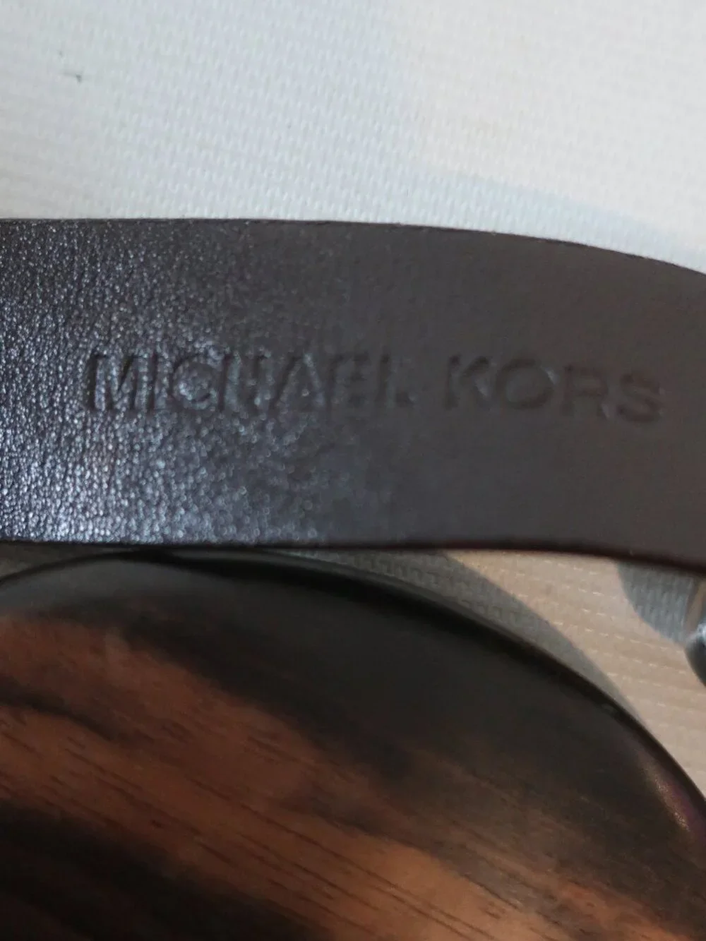 Womens Michael Kors Dark Brown (Item-5) Leather Wood Disc Waist Belt M-L